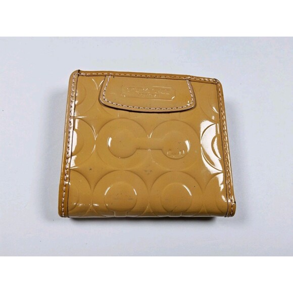 Coach Signature OP Art Patent Bifold Snap Wallet - Picture 1 of 7